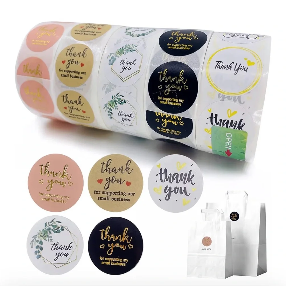 Thank You Stickers Roll for Small Business - Multicolor